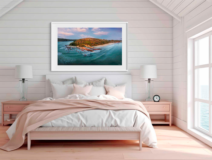Pambula Beach Seascape wall art — rocky coastline at dawn, NSW Sapphire Coast