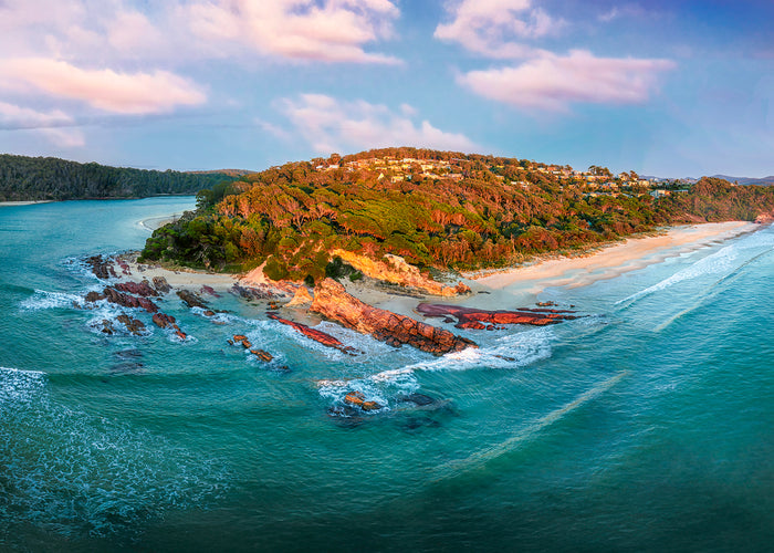 Pambula Beach from the ocean acrylic block print, NSW