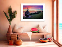 Short Point Tide Spiral sculpture Merimbula in white frame