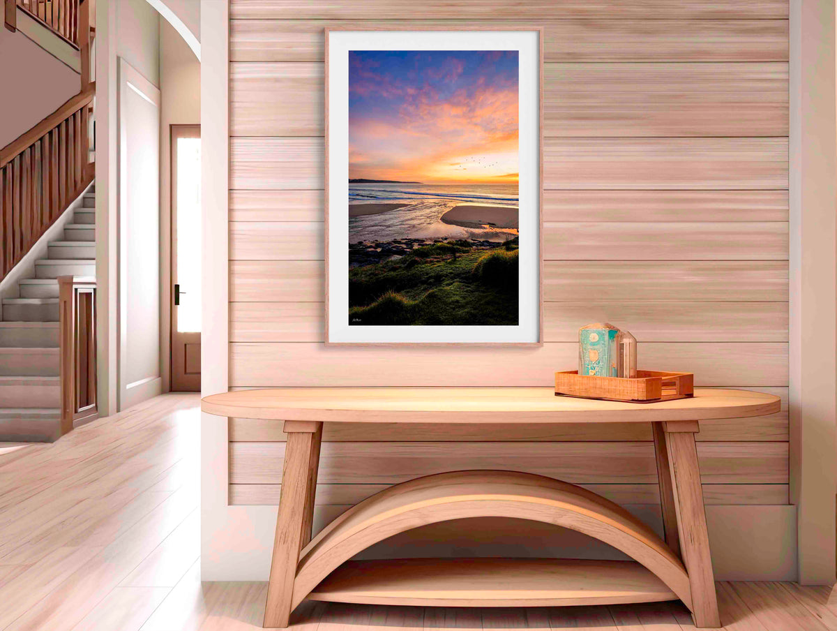 Short Point back lake Merimbula in timber frame