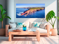 Ben Boyd Tower Eden wide panorama 2:1 — acrylic wall art, late afternoon light