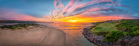 Short Point back lake 3:1 panorama, golden morning light, Merimbula NSW