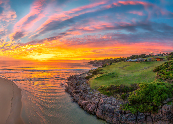 Short Point New Day acrylic block print, Merimbula NSW