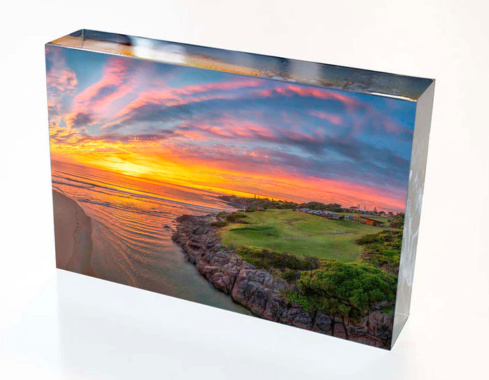 Acrylic block — Short Point at dawn, Merimbula NSW Sapphire Coast