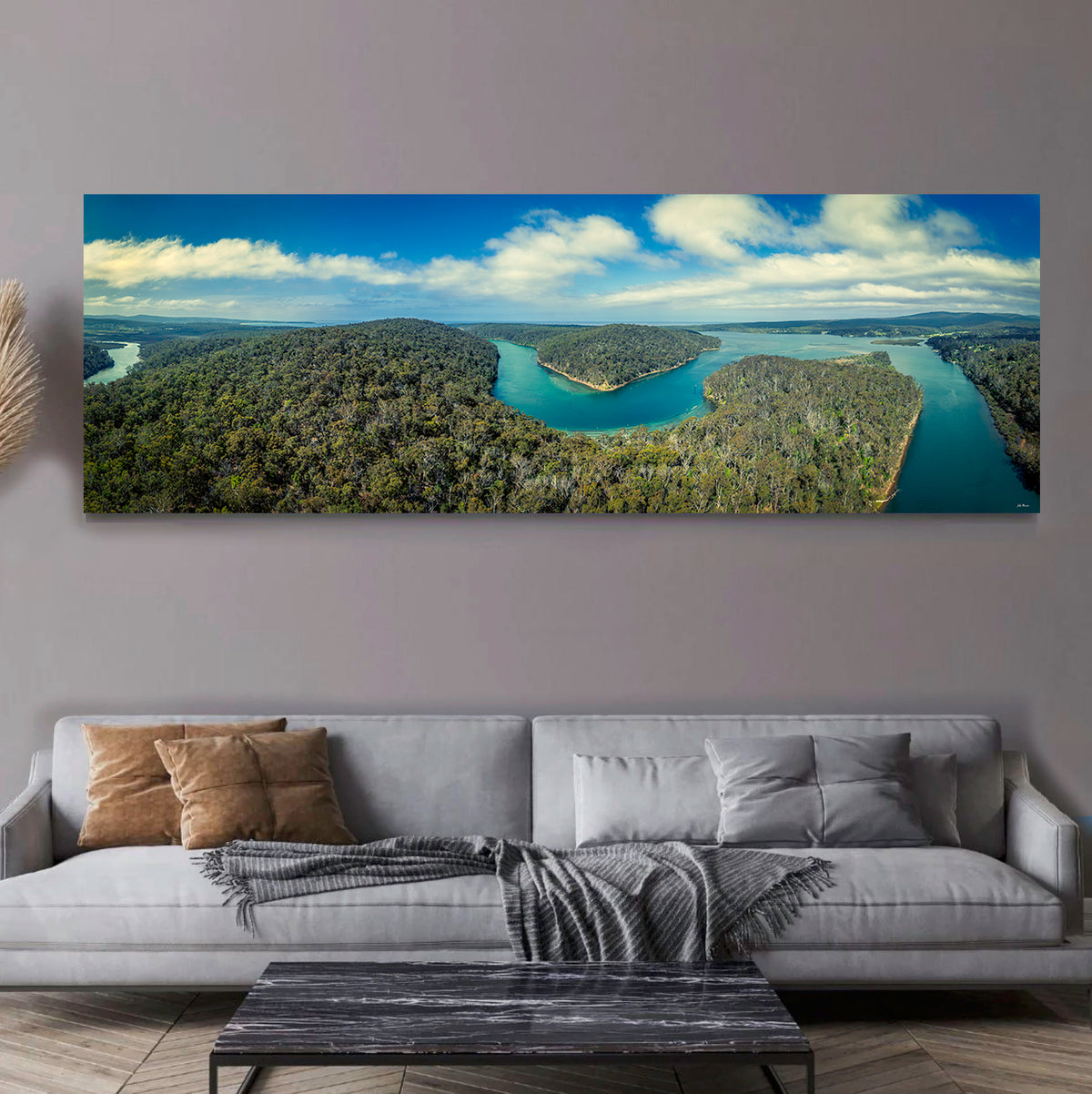 Broadwater Pambula River and Lake panorama — acrylic wall art, Far South Coast NSW