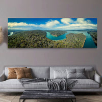 Broadwater Pambula River and Lake panorama — acrylic wall art, Far South Coast NSW
