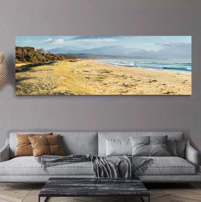 Bournda Beach super wide panorama — acrylic wall art, Bournda National Park, Sapphire Coast NSW