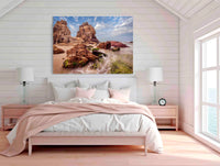 Ancient Devonian rock formations at Pambula Beach at dusk, NSW Sapphire Coast — canvas print