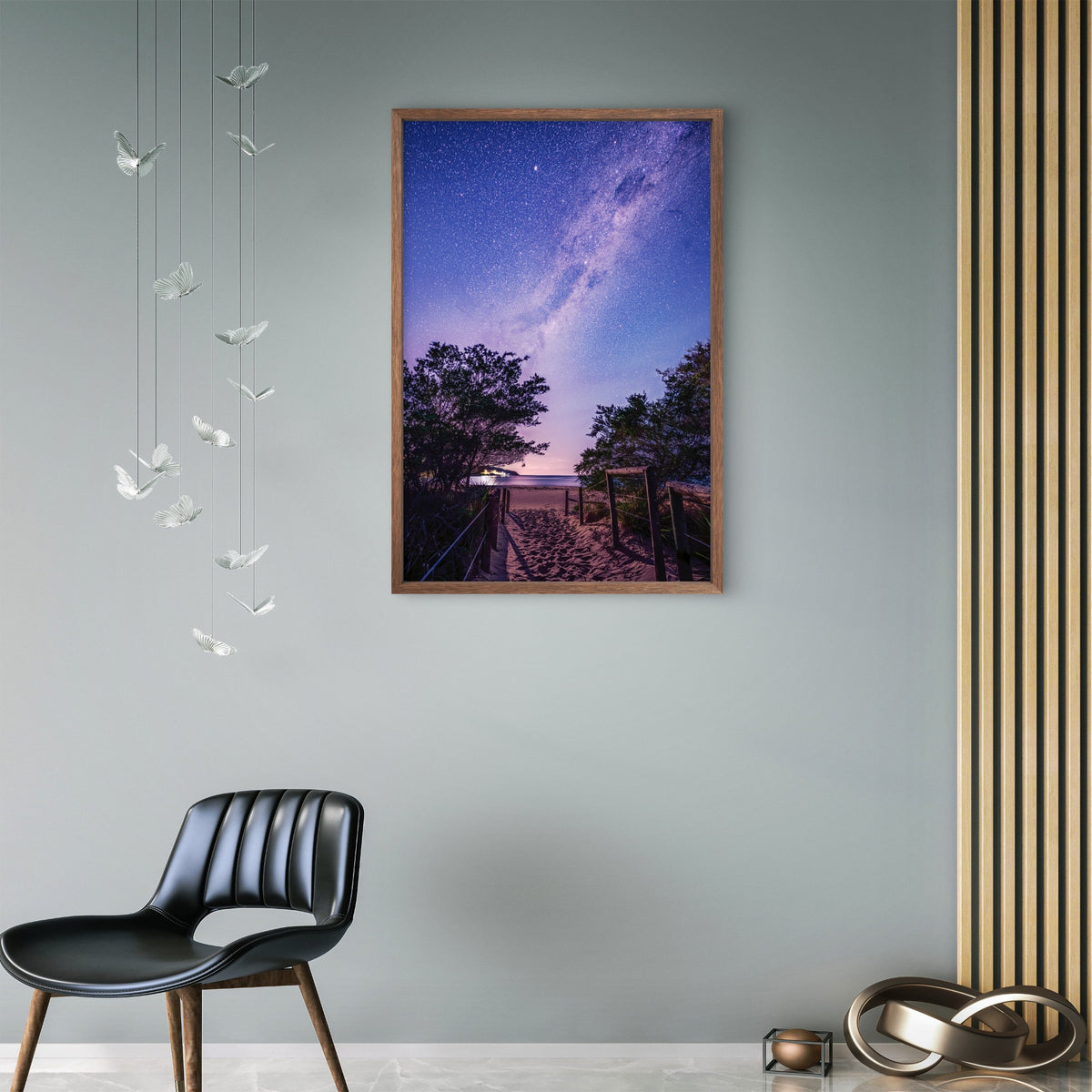 Milky Way night sky over Main Beach, Merimbula NSW Sapphire Coast — framed print