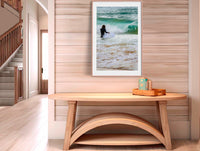 Short Point Surfer wall art — lone surfer at Short Point beach, Merimbula NSW