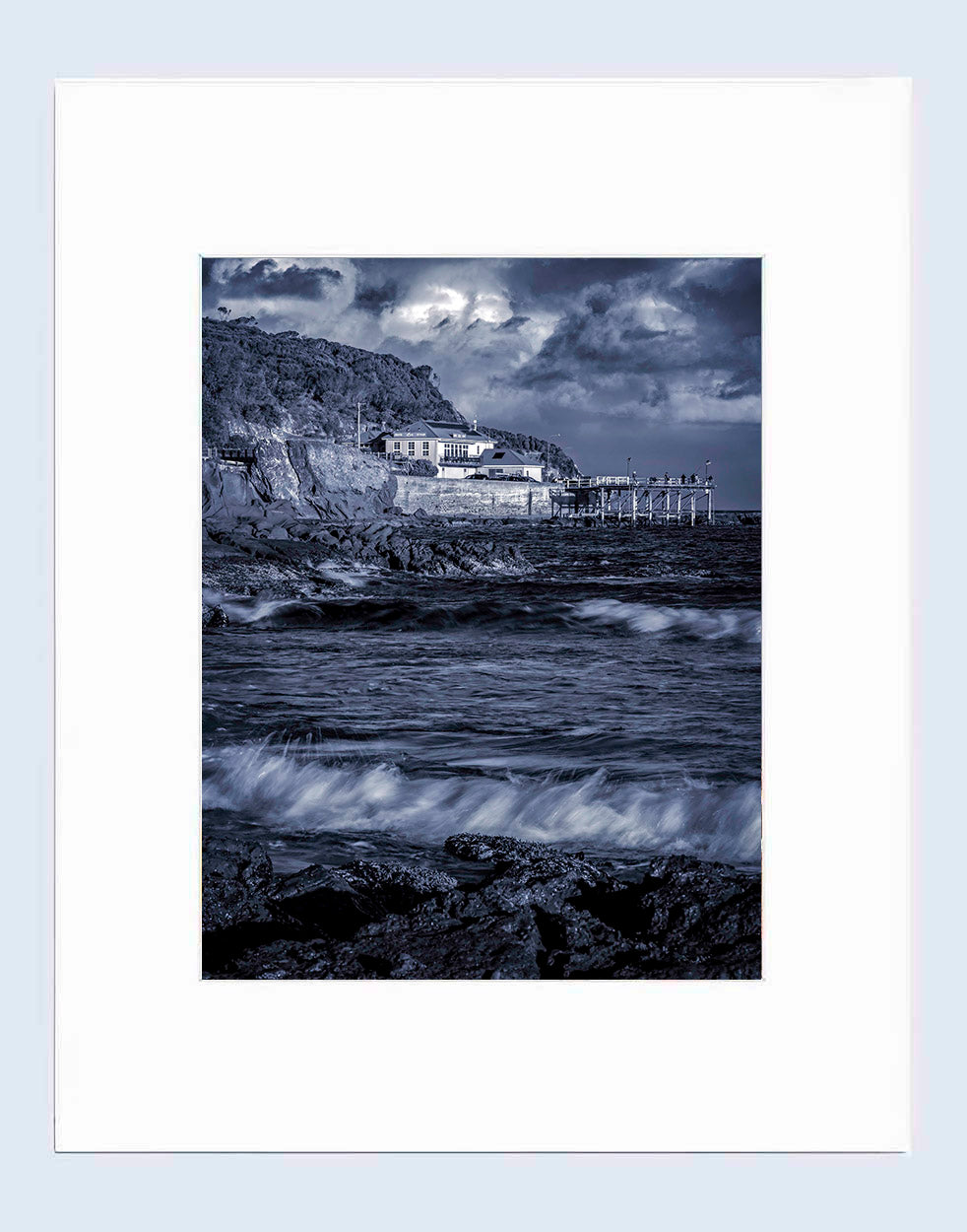 Mat print 16x20 — Merimbula Wharf black and white, NSW Sapphire Coast