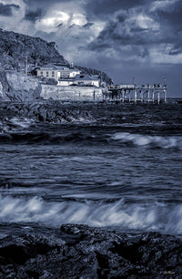 Merimbula Wharf black and white print, iconic heritage landmark