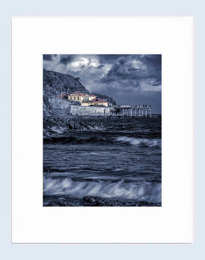 Mat print 16x20 — Merimbula Wharf B&W with splash of colour NSW