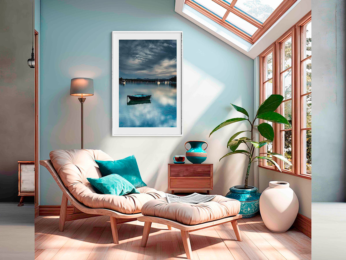 Little Boat in white frame wall art