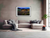 Wheelers Restaurant wall art — famous seafood restaurant at blue hour, Pambula NSW