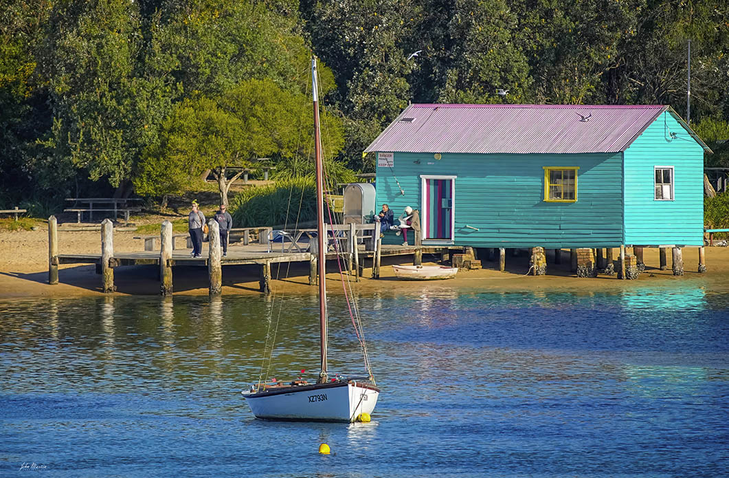 Mitchies Jetty close up print, Merimbula Lake at golden hour
