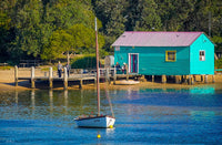 Mitchies Jetty close up print, Merimbula Lake at golden hour