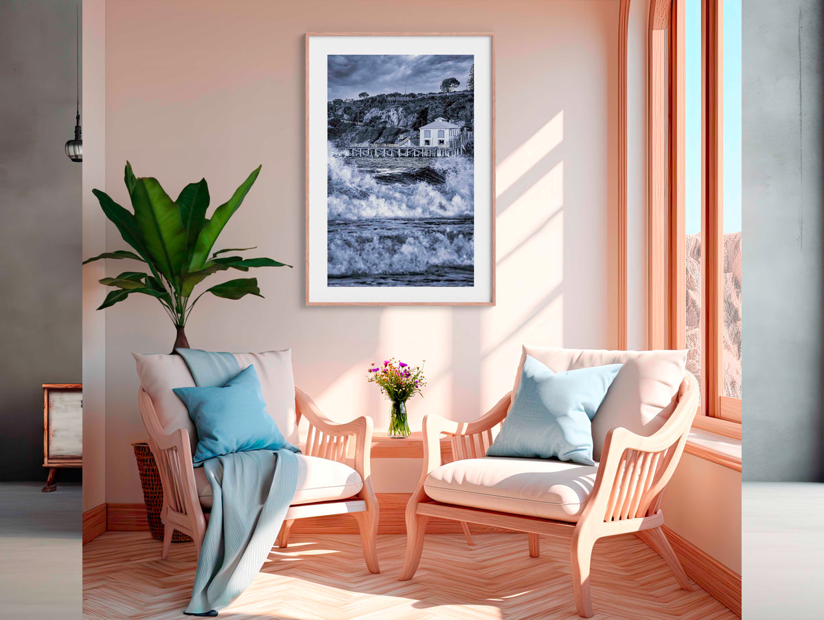 Tathra Wharf B&W in timber frame wall art