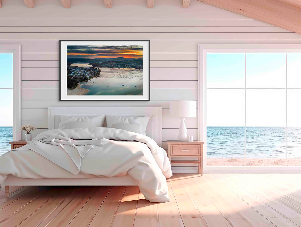Merimbula Eagle Eye Sunset in black frame