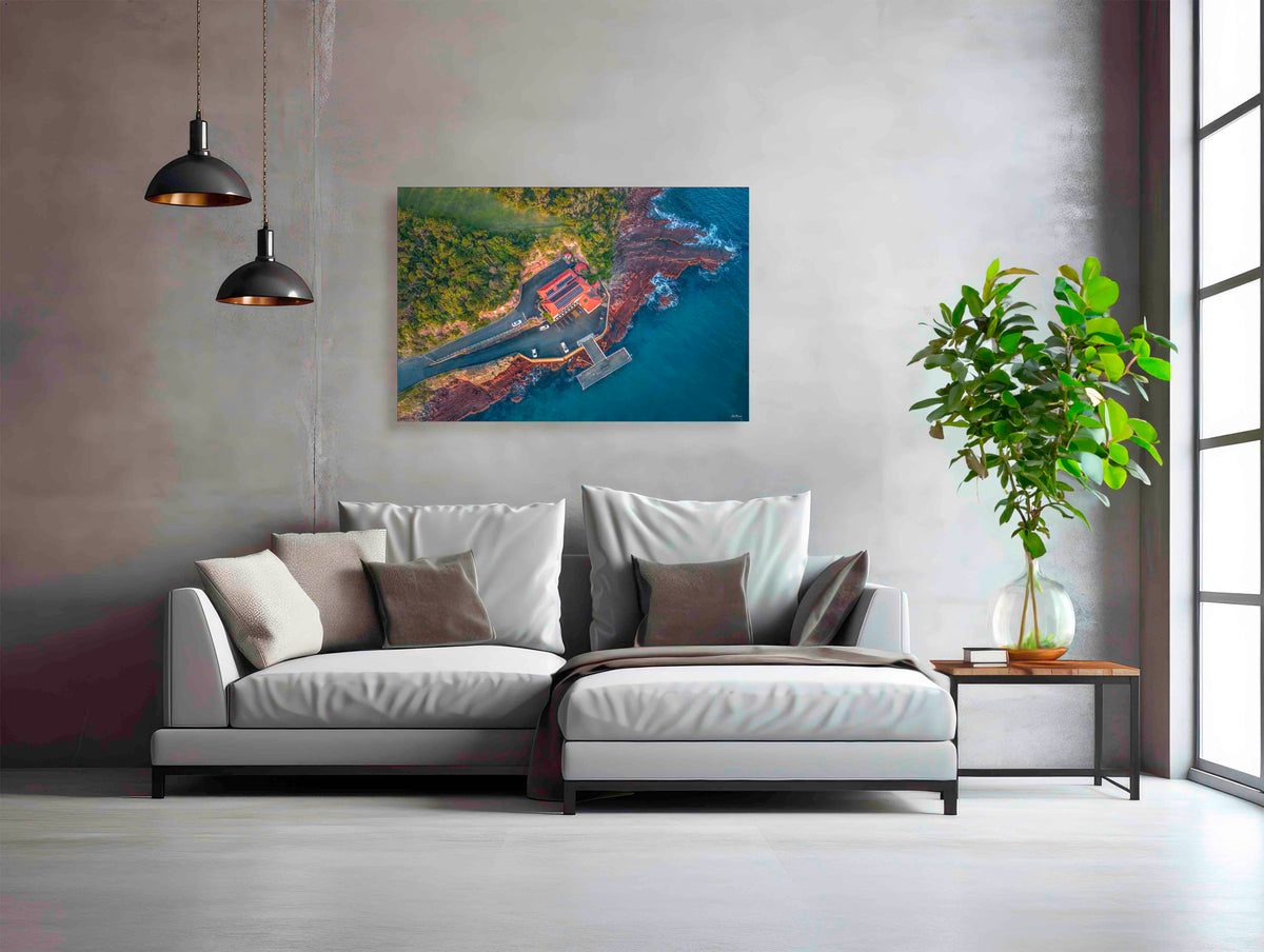 Merimbula Wharf aerial acrylic panel print