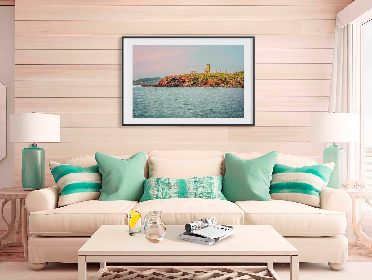 Ben Boyd Tower seascape in black frame