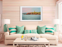 Ben Boyd Tower seascape in white frame