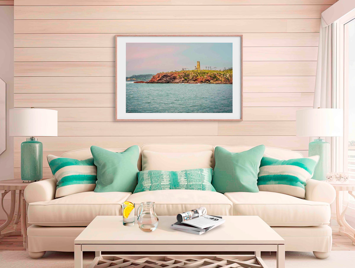 Ben Boyd Tower seascape in timber frame wall art