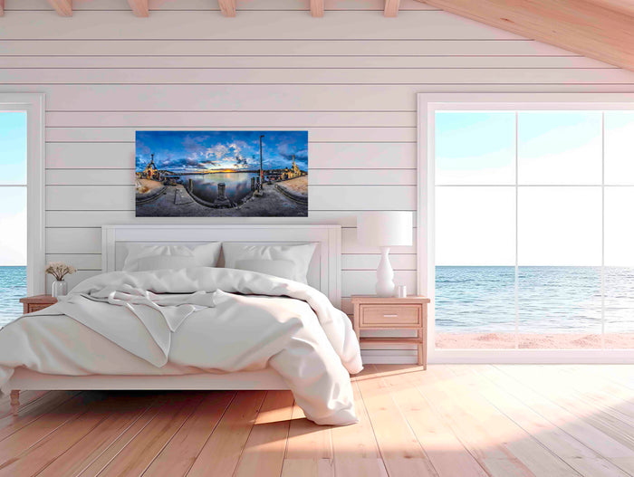 Sunset panorama over Twofold Bay from Eden Wharf, NSW Sapphire Coast — acrylic wall art