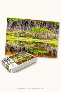 Bournda Lagoon 1000-piece jigsaw puzzle — the finished puzzle with its box, Bournda National Park NSW