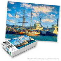 Eden Wharf 1000-piece jigsaw box with the completed puzzle, Eden NSW