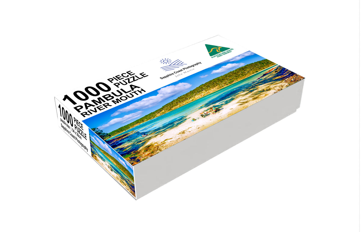 Pambula River Mouth jigsaw puzzle, 1000 piece — vivid turquoise estuary from above, Far South Coast NSW