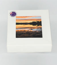 Coasters set of four — Top Lake Merimbula square ceramic, NSW