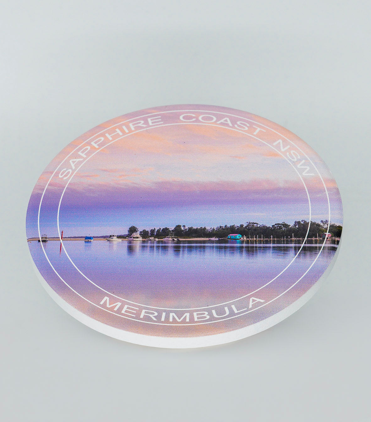 Mitchies Jetty ceramic coasters set of 4, round with text