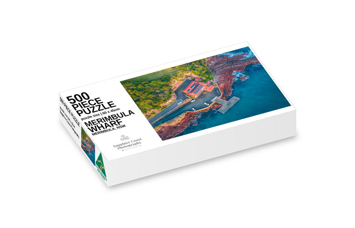 Merimbula Wharf jigsaw puzzle, 500 piece — the wharf and jetty from the air, Merimbula NSW, Sapphire Coast Photography
