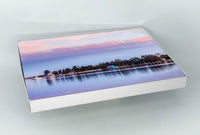 Cork-backed placemats set of six — Mitchies Jetty boatshed at dusk, Merimbula Lake NSW Sapphire Coast
