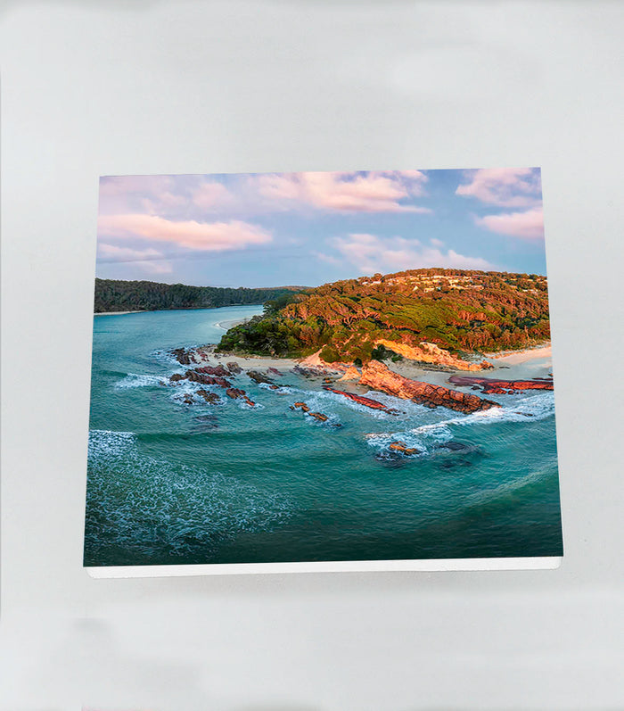 Pambula from the ocean ceramic coasters set of 4, square