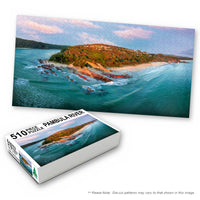 Pambula River 510-piece jigsaw box with the completed puzzle, Pambula NSW