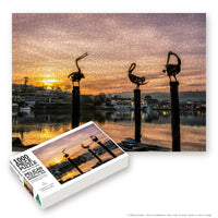 Pelican Sculptures 1000-piece jigsaw box with the completed puzzle, Merimbula NSW