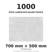 1000-piece landscape jigsaw puzzle cutting pattern, finished size 70cm x 50cm