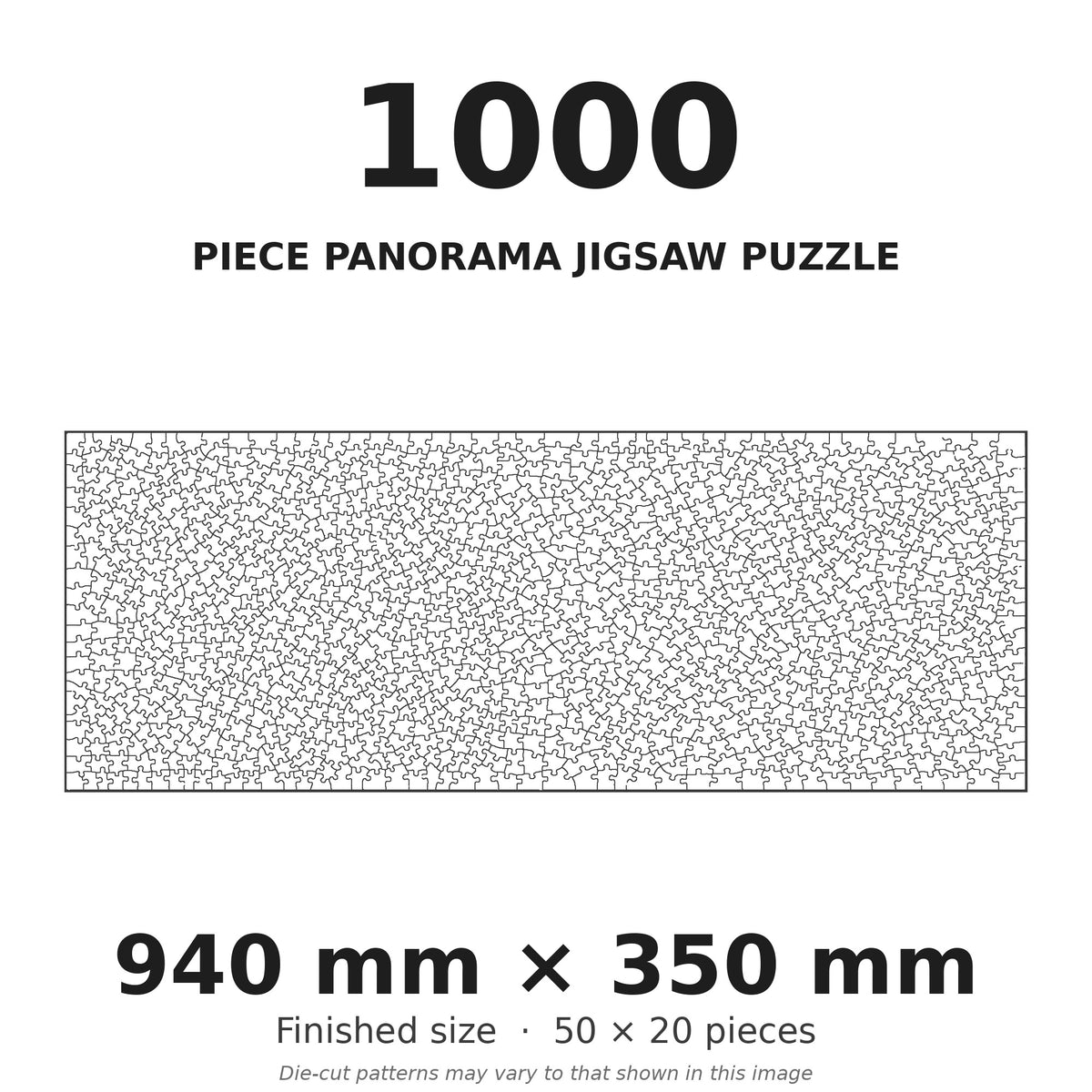 1000-piece panorama jigsaw puzzle cutting pattern, finished size 94cm x 35cm