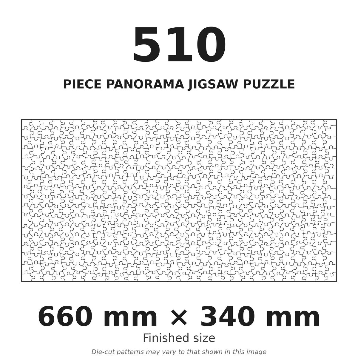 510-piece panorama jigsaw puzzle cutting pattern, finished size 66cm x 34cm