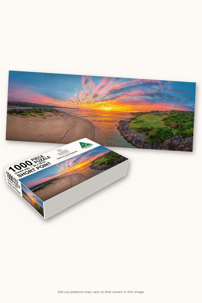 Short Point 1000-piece jigsaw puzzle — the finished puzzle with its box, Merimbula NSW
