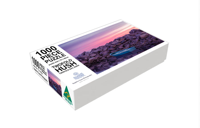 Twofold Hush jigsaw puzzle, 1000 piece — blue dinghy at Twofold Bay, Eden NSW, Sapphire Coast Photography