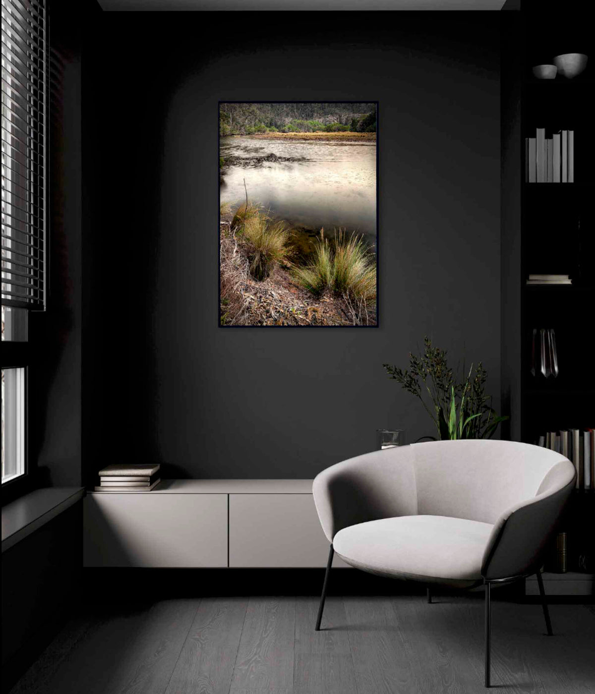 Yowaka River wall art — rain on the river near Pambula, Far South Coast NSW