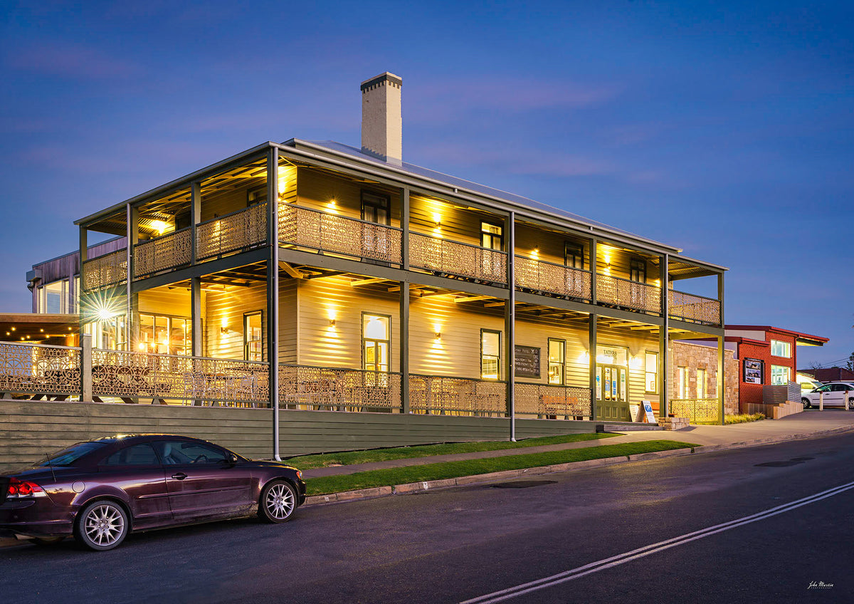 Tathra Hotel print, classic Sapphire Coast pub at golden sunset